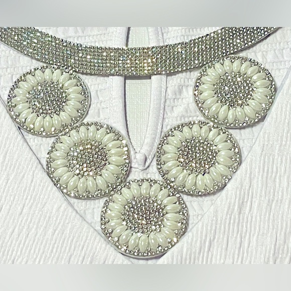 Ashley Stewart blouse Cold Shoulder Tunic Top Embellished sparkling crystals - Picture 7 of 13